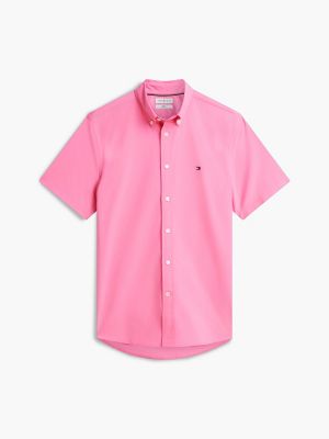 Мужская рубашка Tommy Hilfiger Regular Fit Short-Sleeve Shirt, цвет: Пудровый — фото 5
