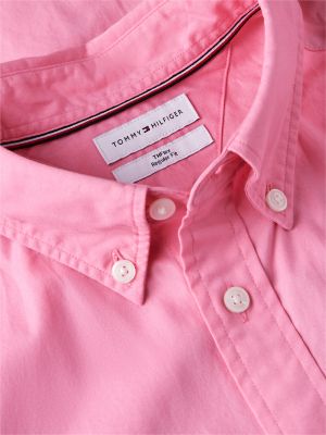 Мужская рубашка Tommy Hilfiger Regular Fit Short-Sleeve Shirt, цвет: Пудровый — фото 6