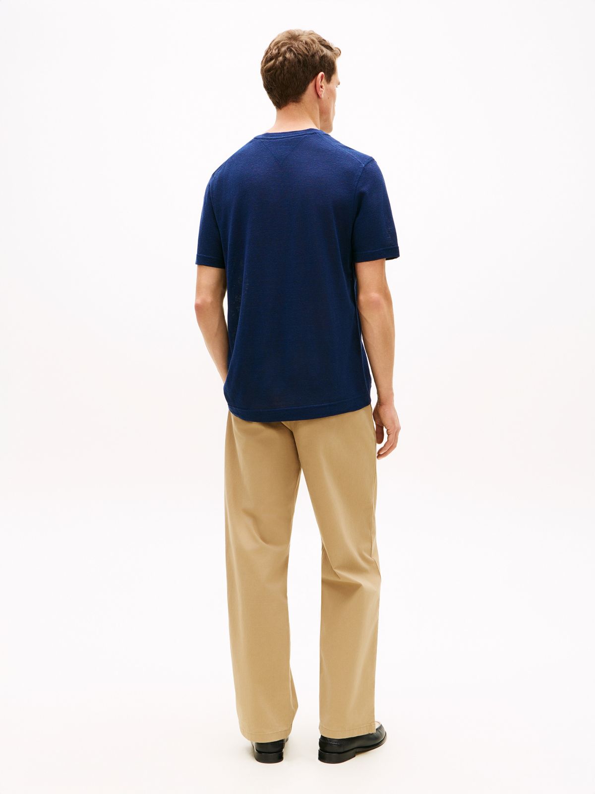 New York Label Cotton-Linen T-Shirt — Navy