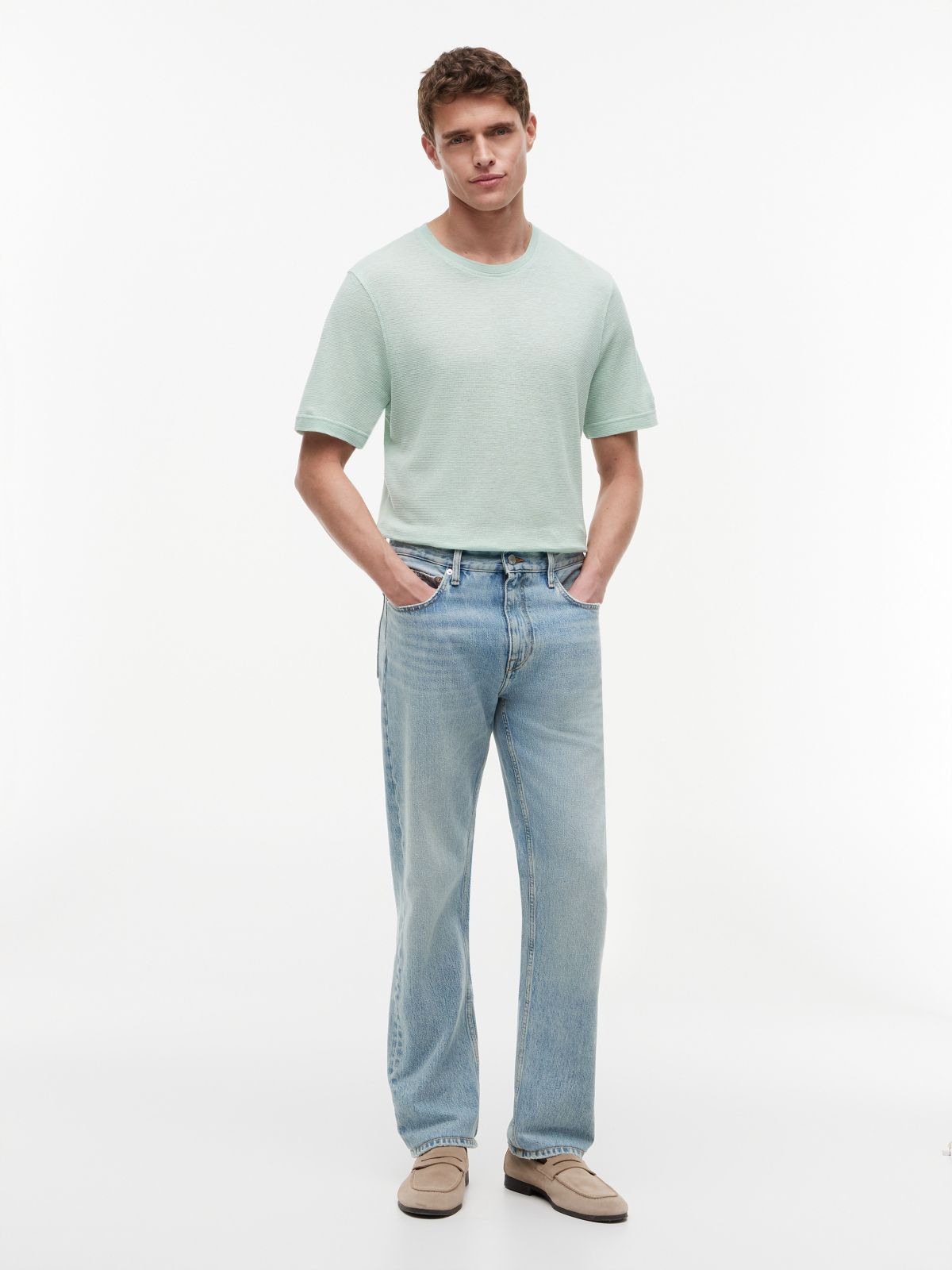 New York Label Cotton-Linen T-Shirt — Crushed Mint