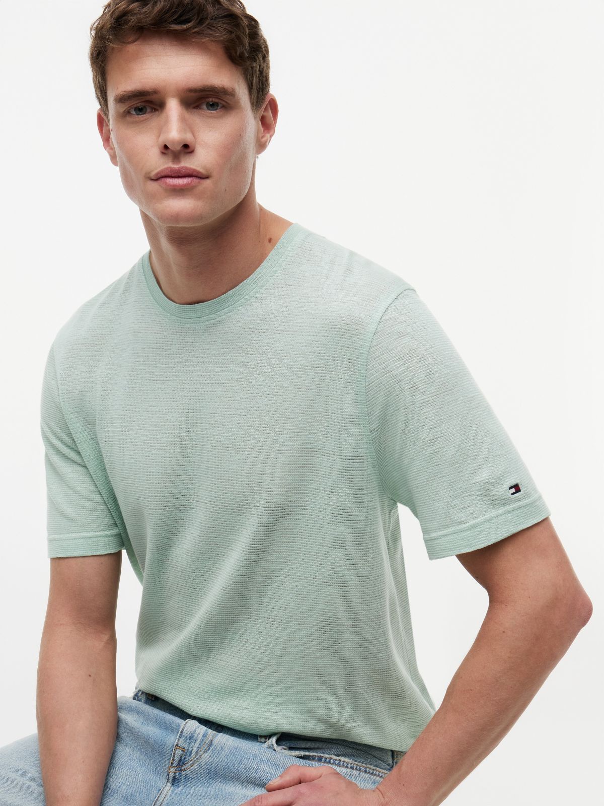 New York Label Cotton-Linen T-Shirt — Crushed Mint