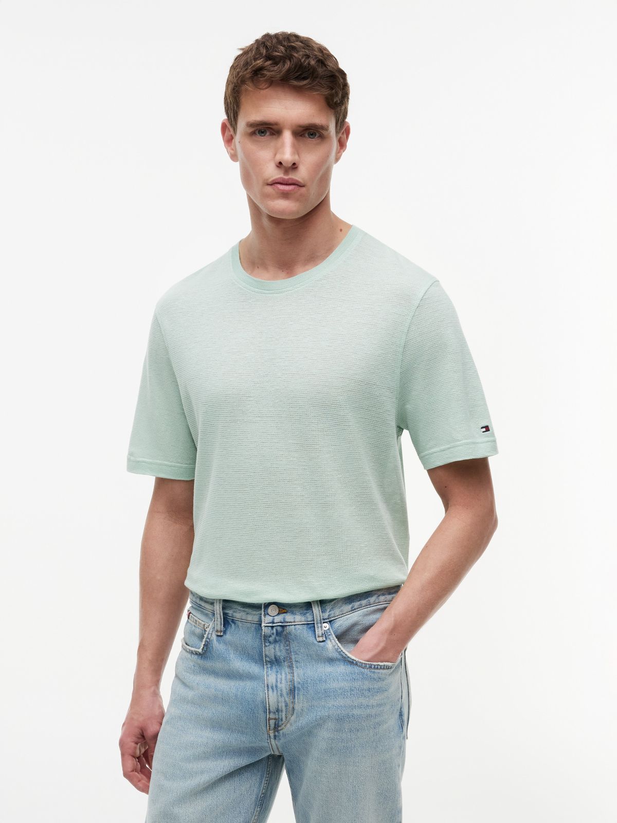 New York Label Cotton-Linen T-Shirt — Crushed Mint