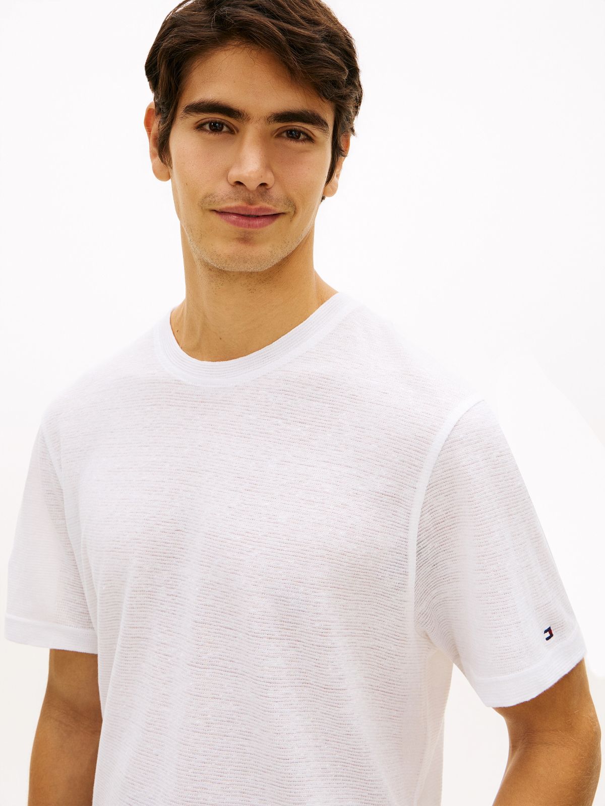 New York Label Cotton-Linen T-Shirt — White