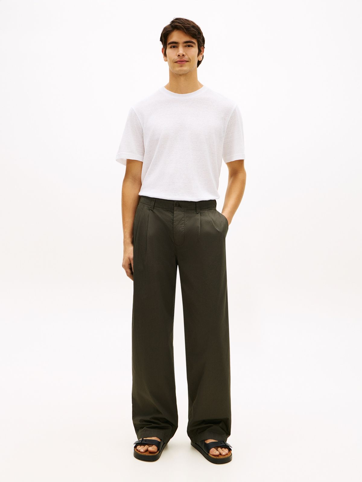 New York Label Cotton-Linen T-Shirt — White