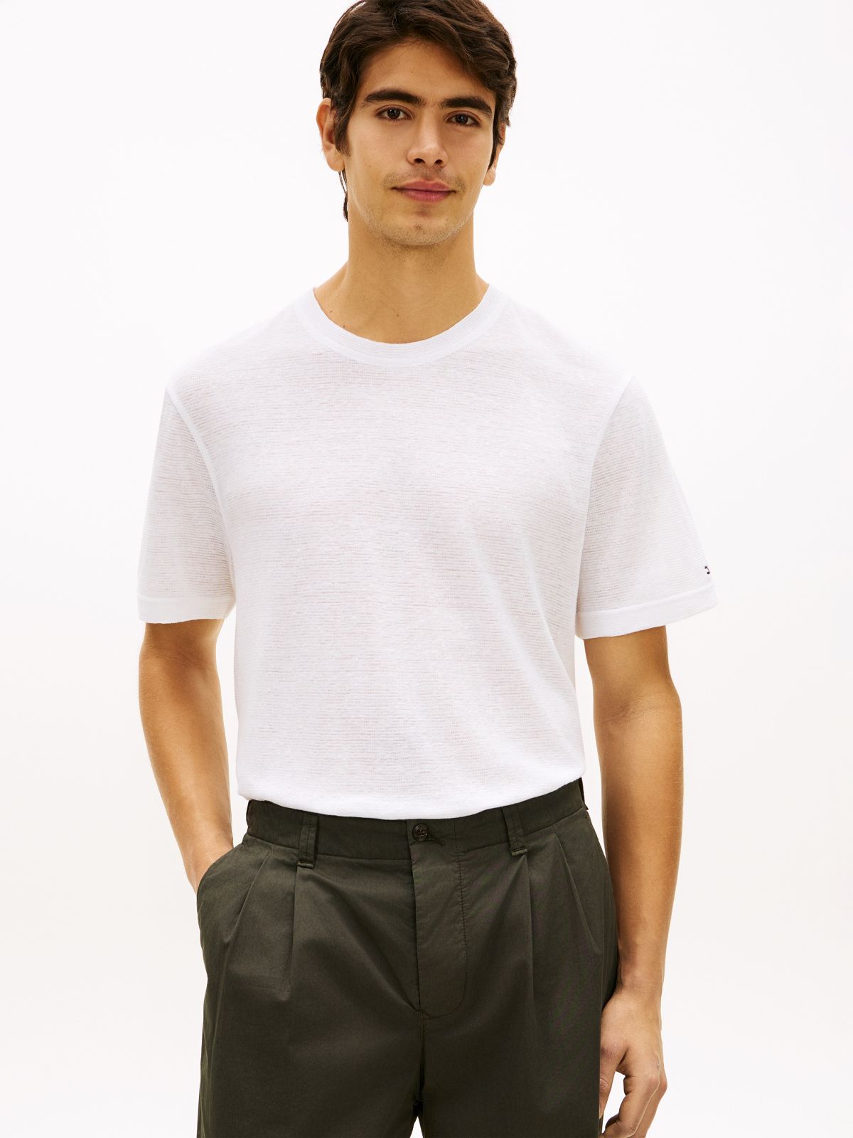 New York Label Cotton-Linen T-Shirt — White
