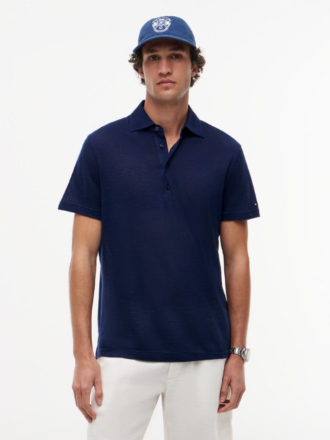 Мужские топы Tommy Hilfiger New York Label Cotton-Linen Blend Polo