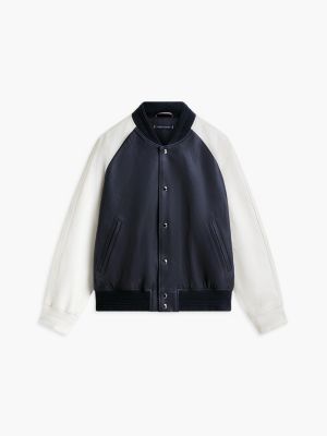 Мужские куртки Tommy Hilfiger Colorblock Leather Varsity Bomber Jacket — фото 7