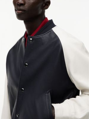 Мужские куртки Tommy Hilfiger Colorblock Leather Varsity Bomber Jacket — фото 3
