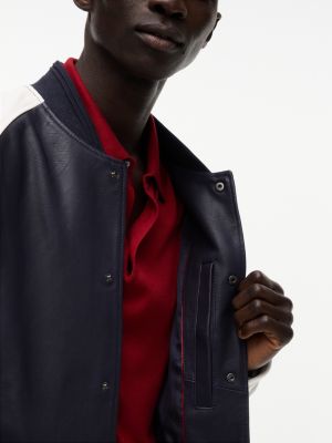 Мужские куртки Tommy Hilfiger Colorblock Leather Varsity Bomber Jacket — фото 4