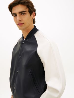 Мужские куртки Tommy Hilfiger Colorblock Leather Varsity Bomber Jacket — фото 5