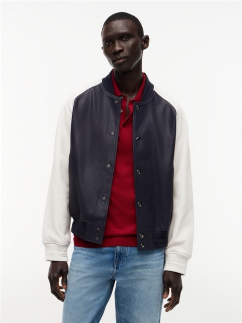 Мужские куртки Tommy Hilfiger Colorblock Leather Varsity Bomber Jacket
