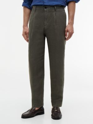 Garment-Dyed Linen Tapered Pant, Platinum Olive