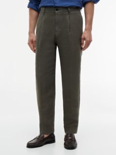 Garment-Dyed Linen Tapered Pant — Platinum Olive 1