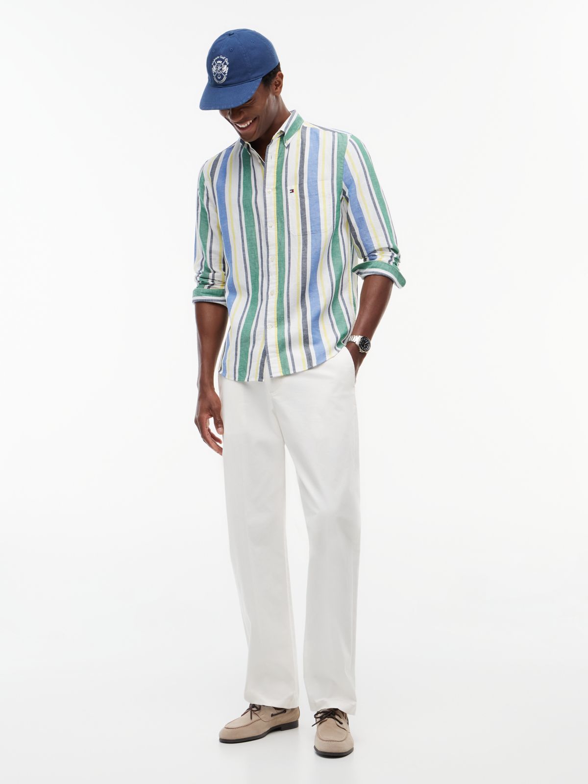 New York Label Garment-Dyed Flex Chino — White