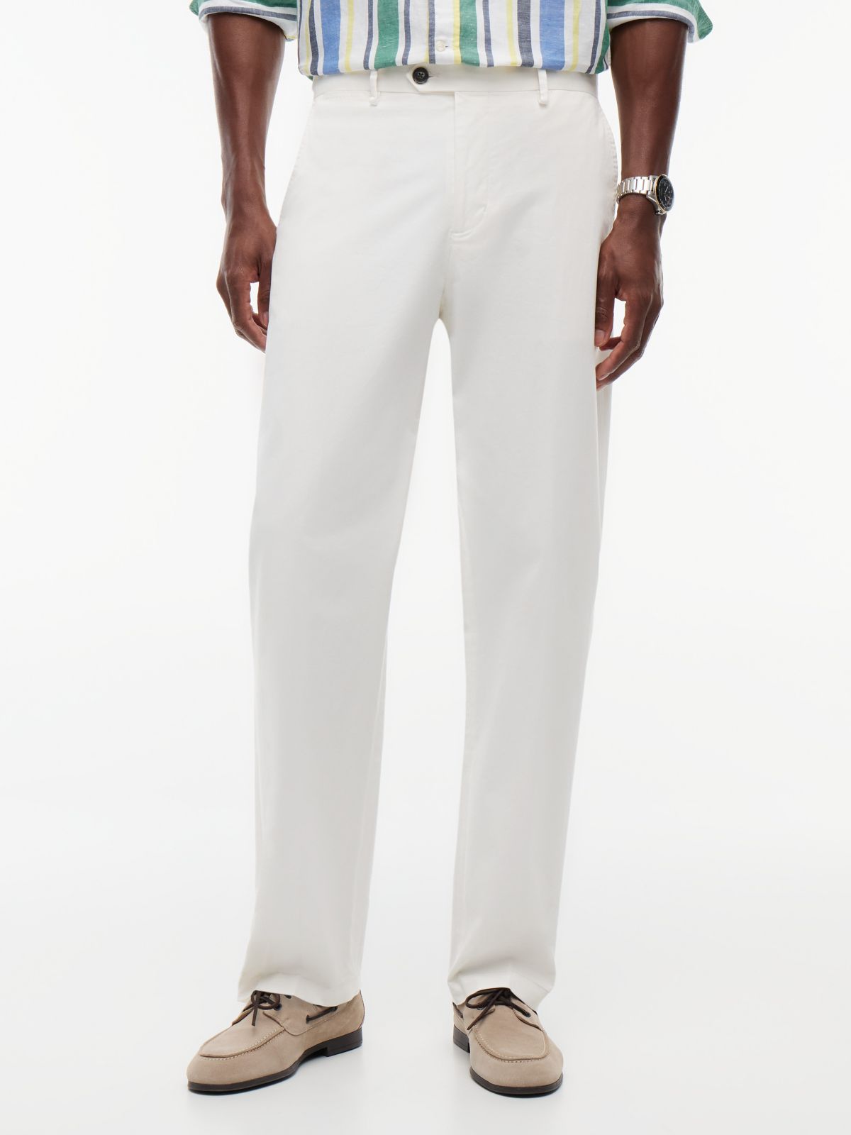 New York Label Garment-Dyed Flex Chino — White