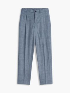 New York Label Glen Plaid Linen Pant — Navy Check 5