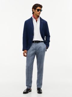 New York Label Glen Plaid Linen Pant — Navy Check 2