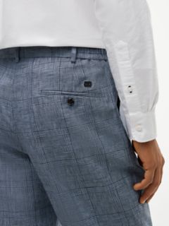 New York Label Glen Plaid Linen Pant — Navy Check 3
