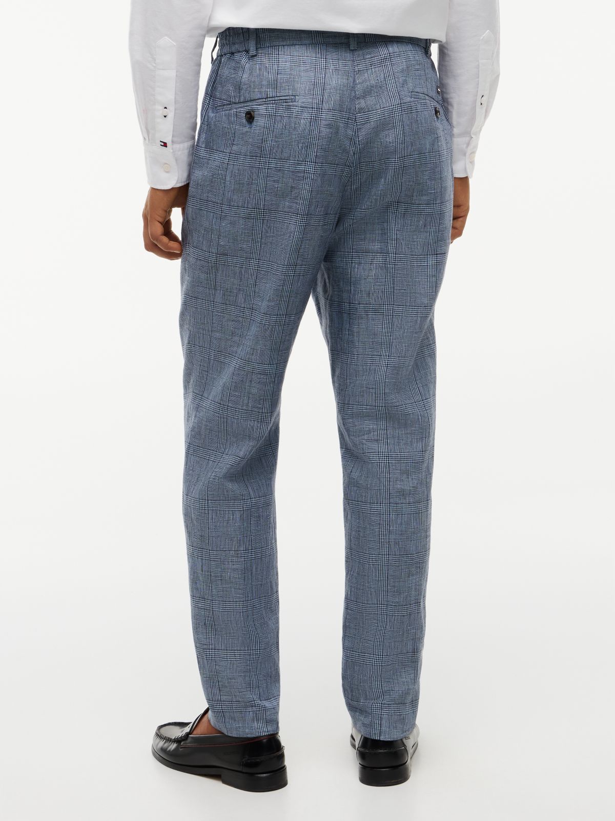 New York Label Glen Plaid Linen Pant — Navy Check