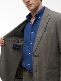 Garment-Dyed Linen Casual Blazer — Platinum Olive 3