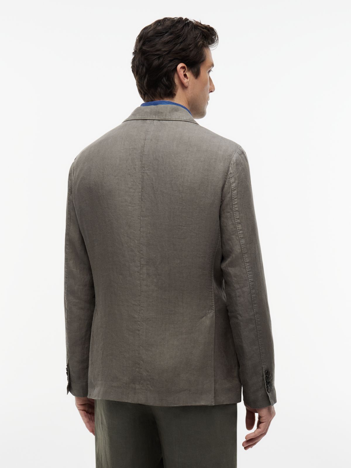 Garment-Dyed Linen Casual Blazer — Platinum Olive