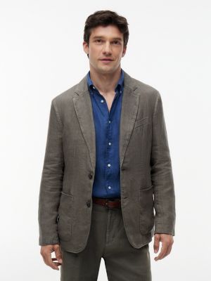 Garment-Dyed Linen Casual Blazer, Platinum Olive