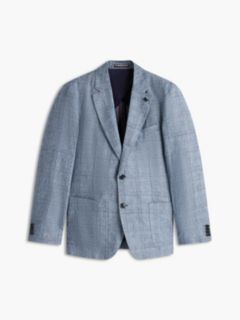 New York Label Regular Fit Linen Blazer — Navy Check 6