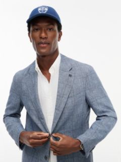 New York Label Regular Fit Linen Blazer — Navy Check 3