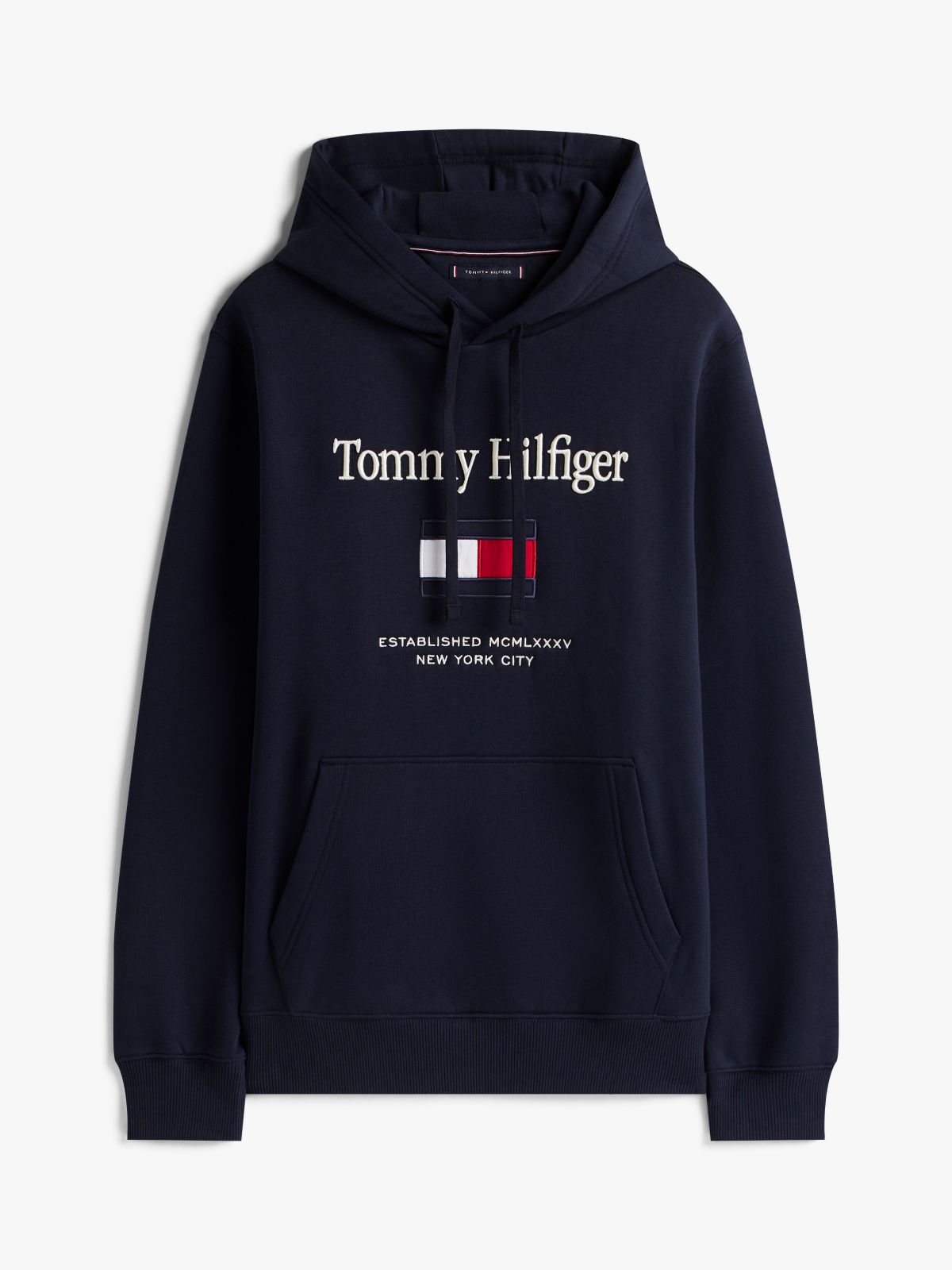 Embroidered Flag Logo Flex Fleece Hoodie — Navy