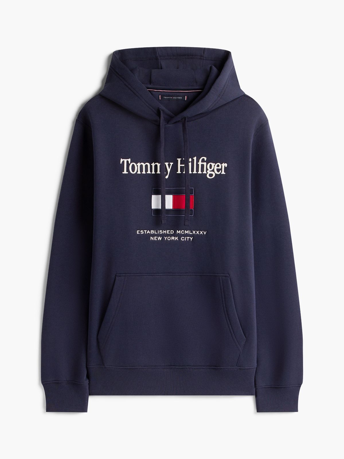 Embroidered Flag Logo Flex Fleece Hoodie — Navy