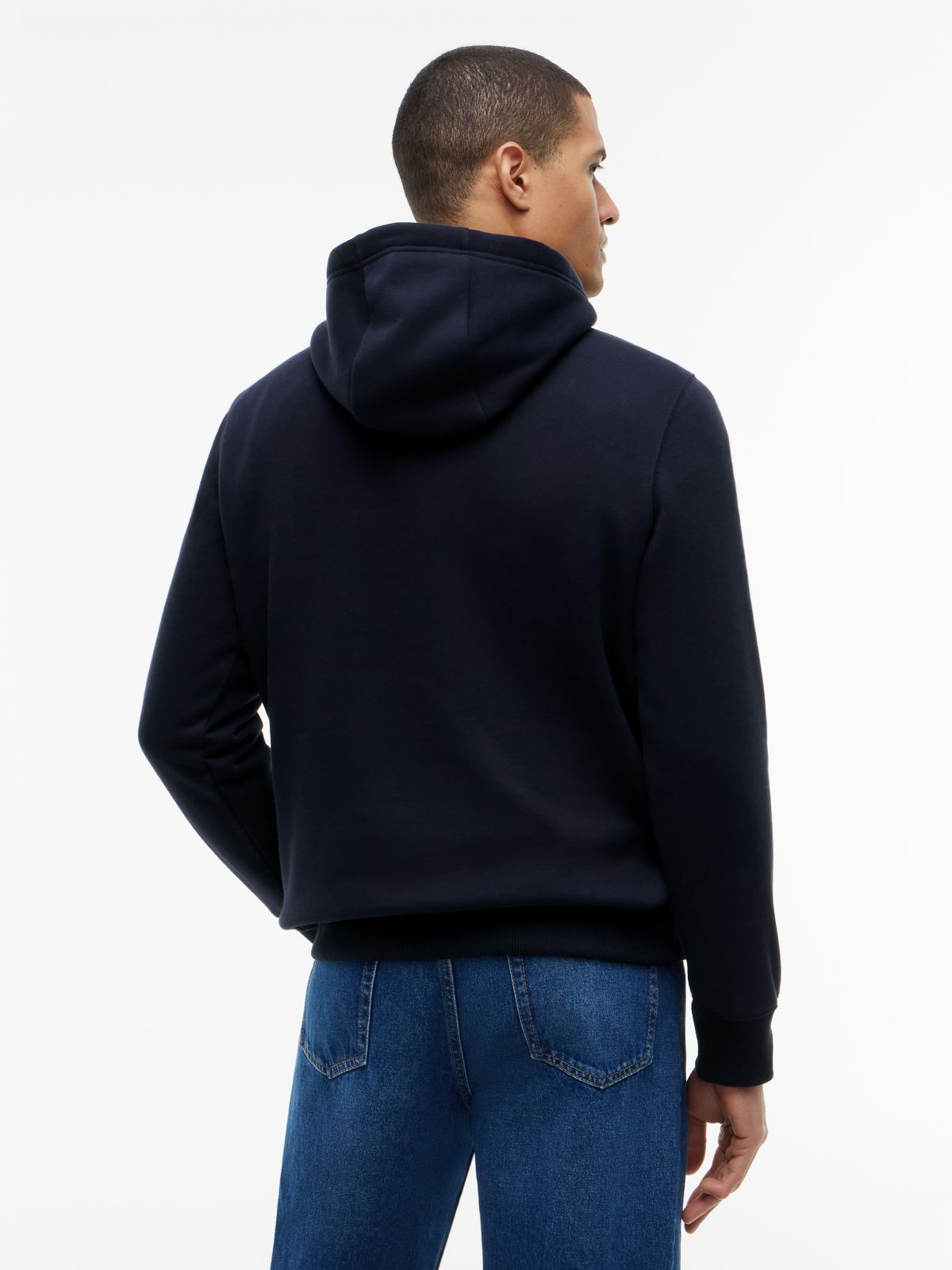Embroidered Flag Logo Flex Fleece Hoodie — Navy
