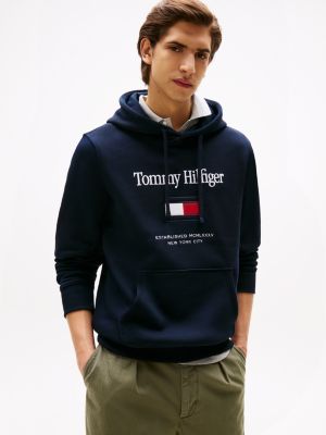 Embroidered Flag Logo Flex Fleece Hoodie, Navy