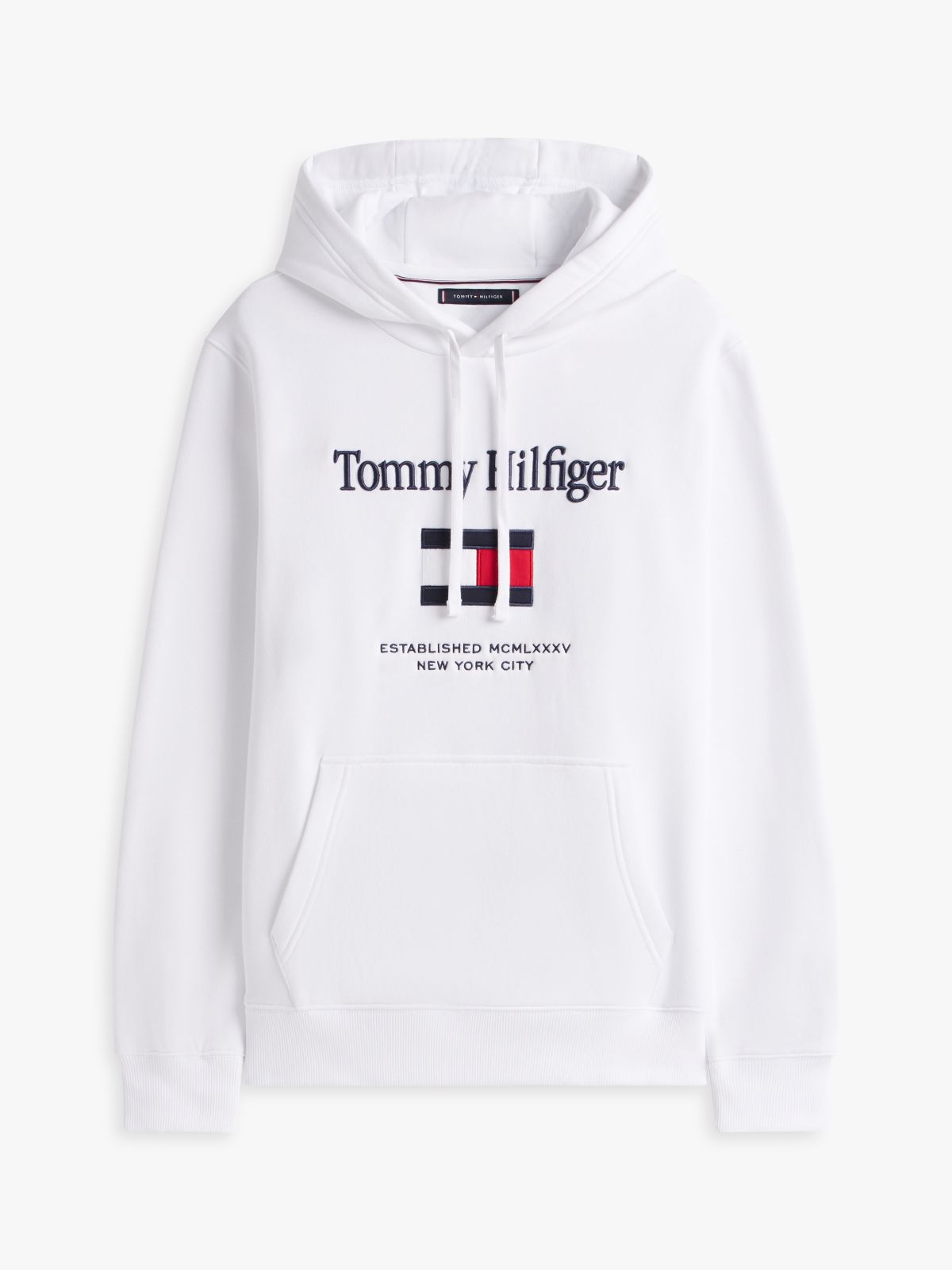 Embroidered Flag Logo Flex Fleece Hoodie — White