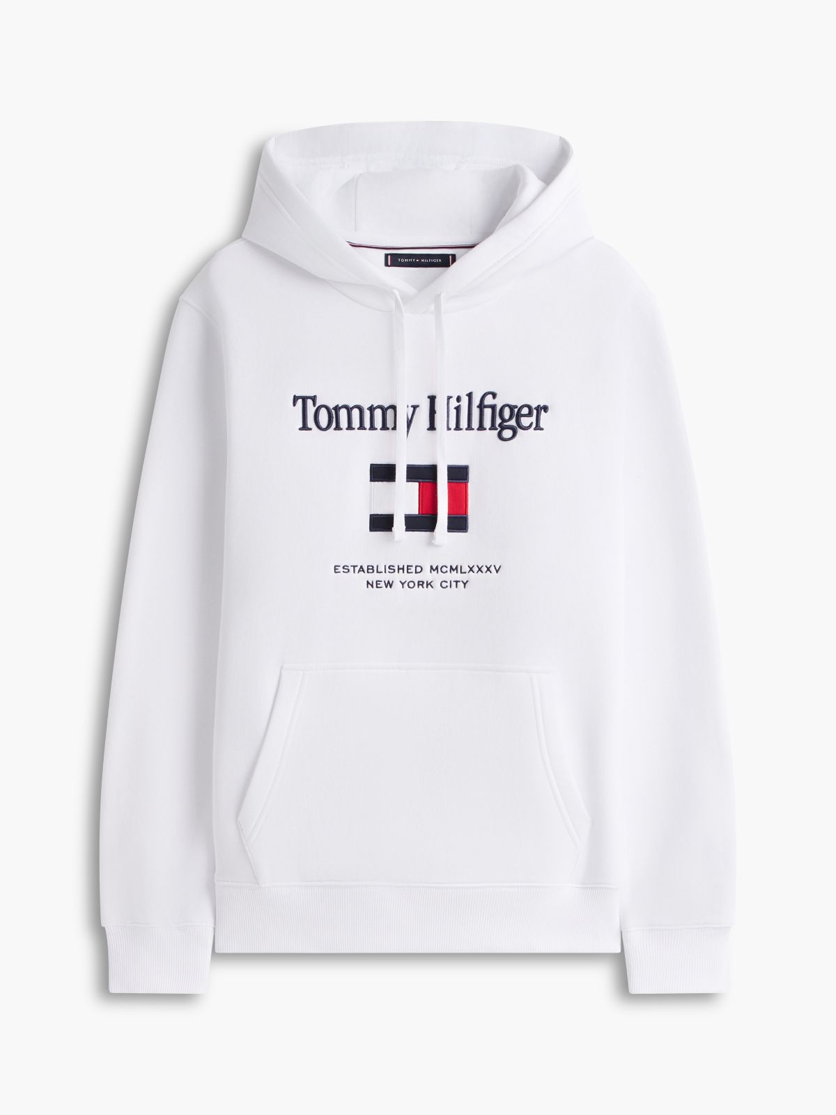 Embroidered Flag Logo Flex Fleece Hoodie — White