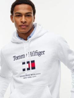 Embroidered Flag Logo Flex Fleece Hoodie — White 3