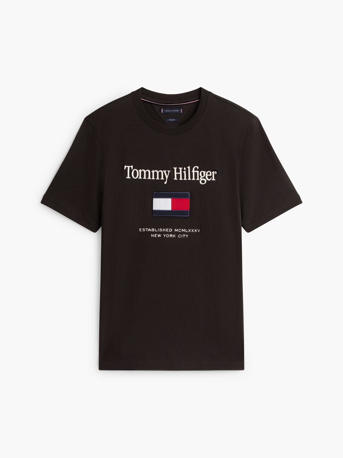 Embroidered Flag Logo T-Shirt — Black