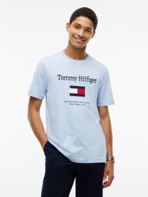 Embroidered Flag Logo T-Shirt, Sky Blue
