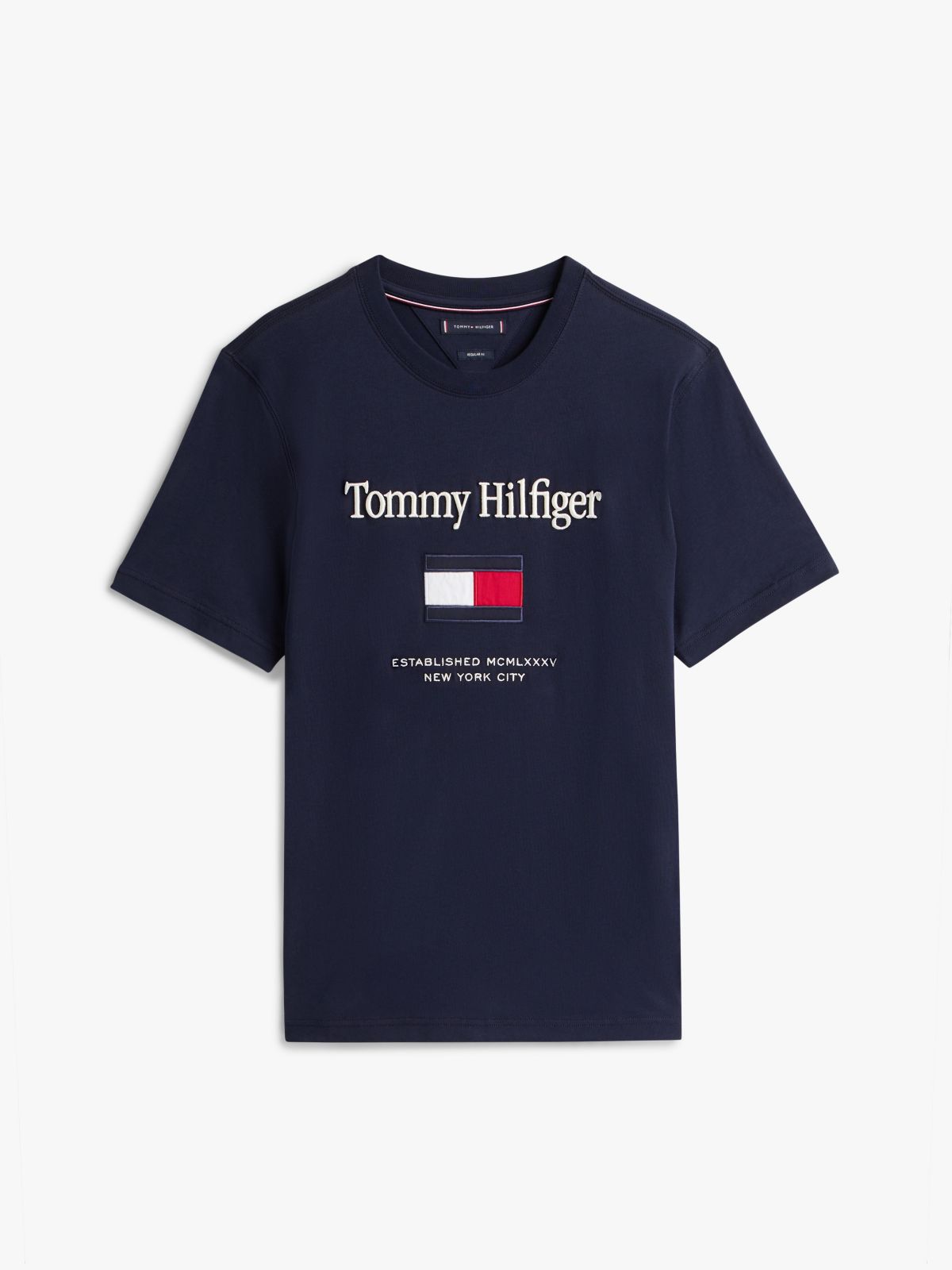 Embroidered Flag Logo T-Shirt — Navy