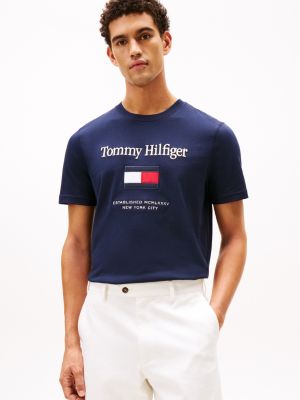 Embroidered Flag Logo T-Shirt, Navy
