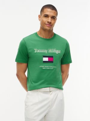 Embroidered Flag Logo T-Shirt, Alaskan Green