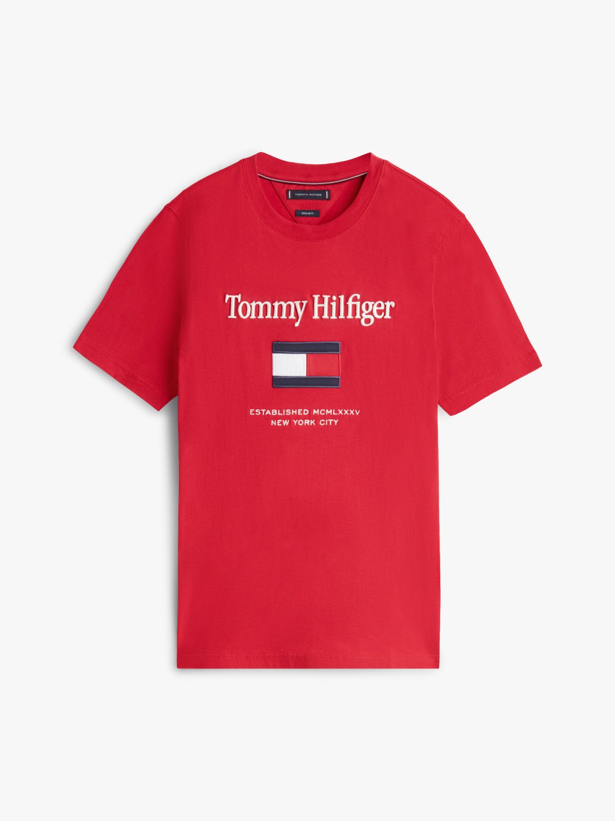 Embroidered Flag Logo T-Shirt — Medium Red