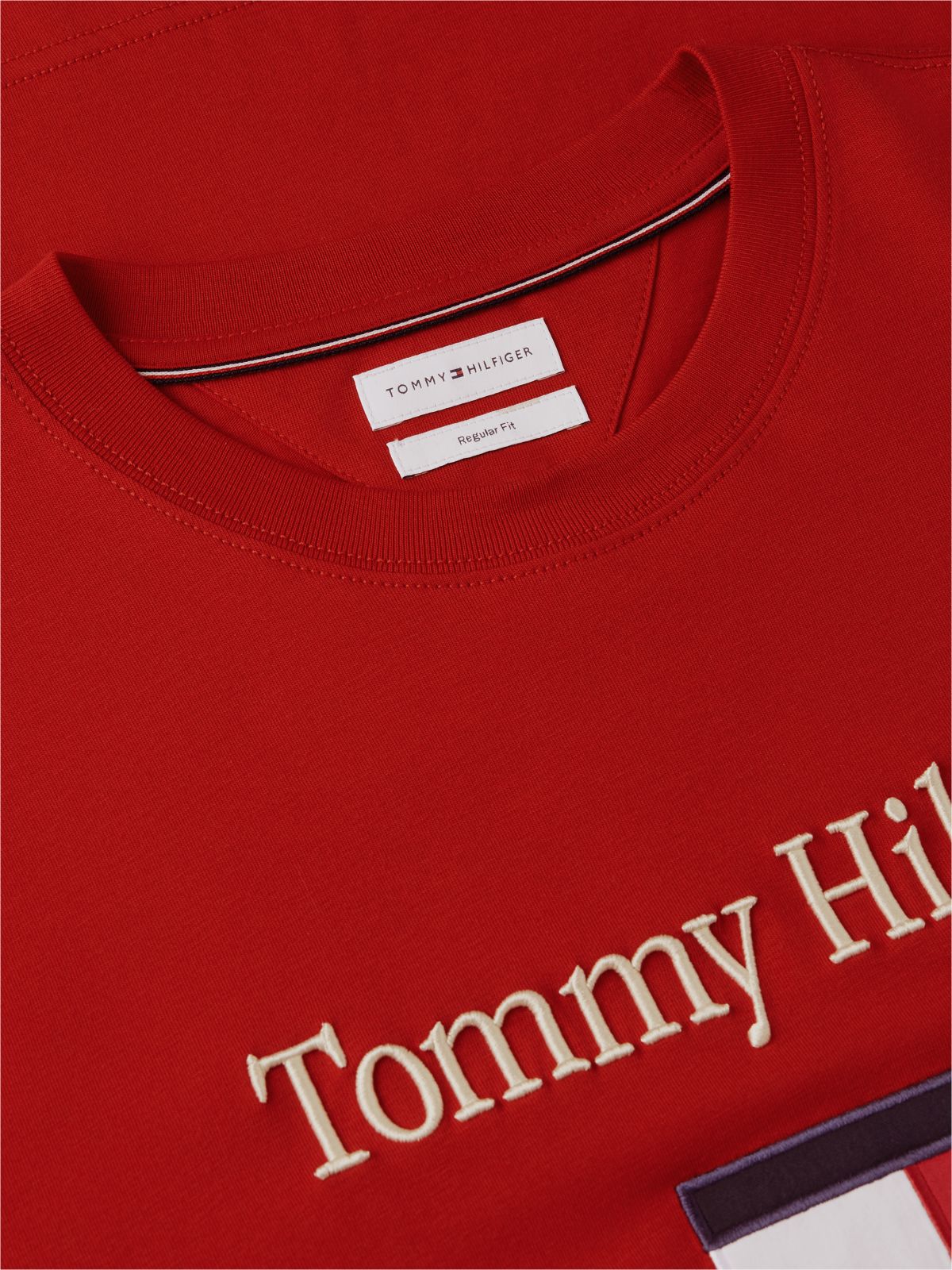 Embroidered Flag Logo T-Shirt — Medium Red