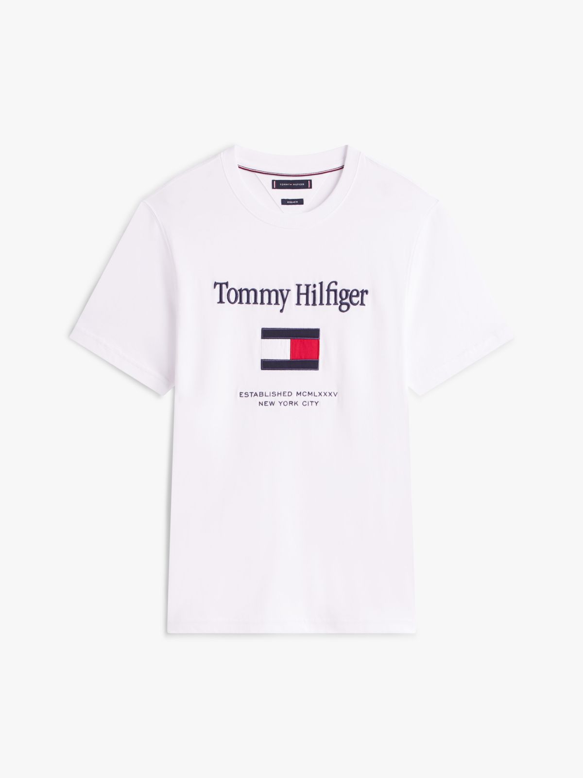 Embroidered Flag Logo T-Shirt — White