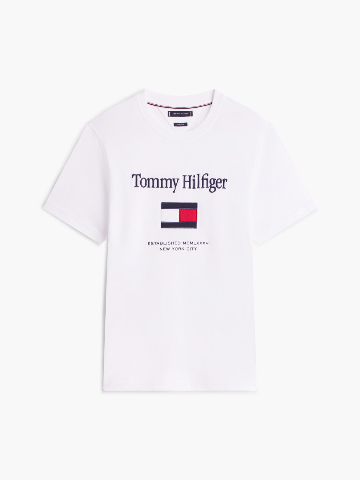 Embroidered Flag Logo T-Shirt — White