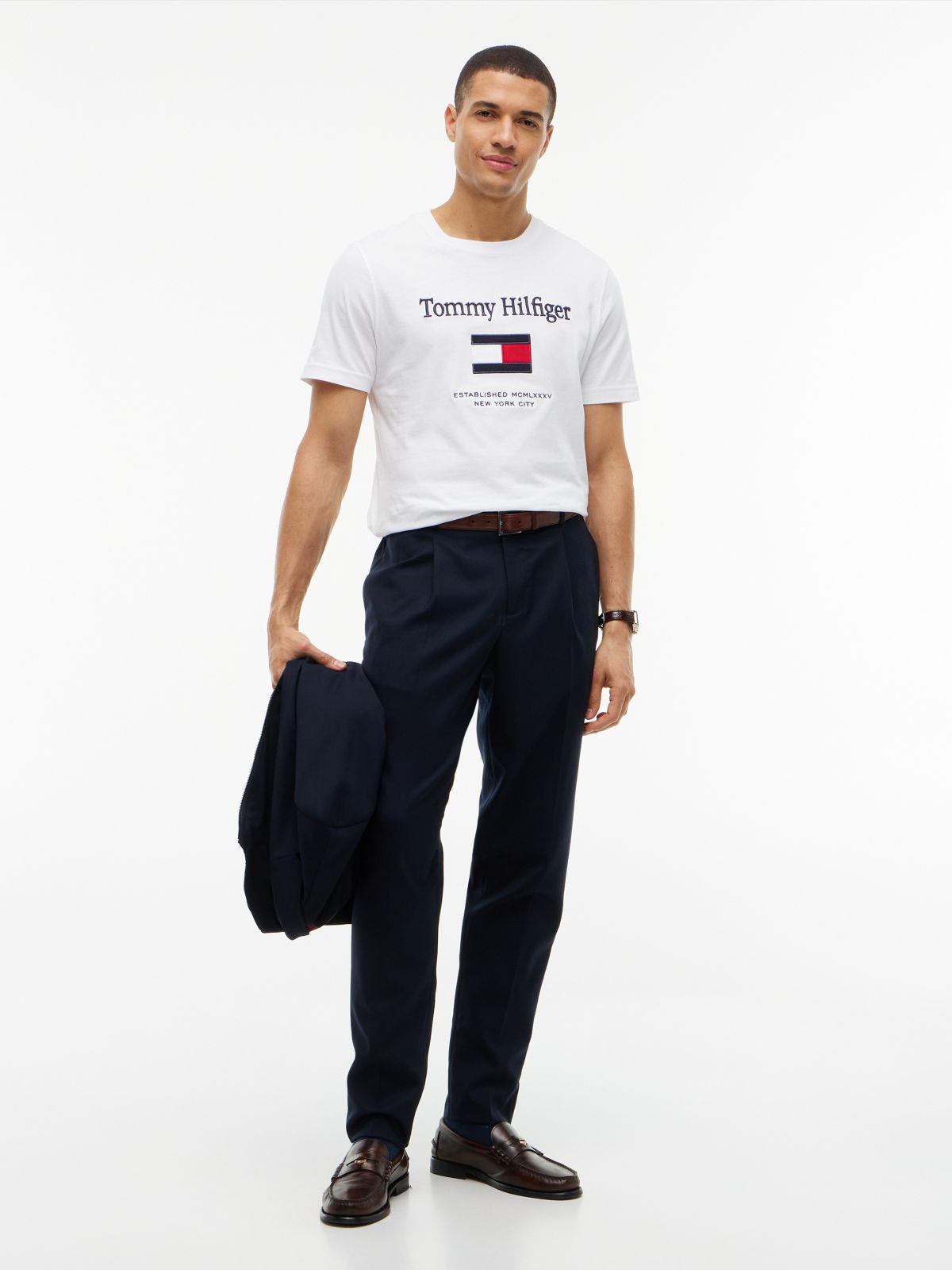 Embroidered Flag Logo T-Shirt — White