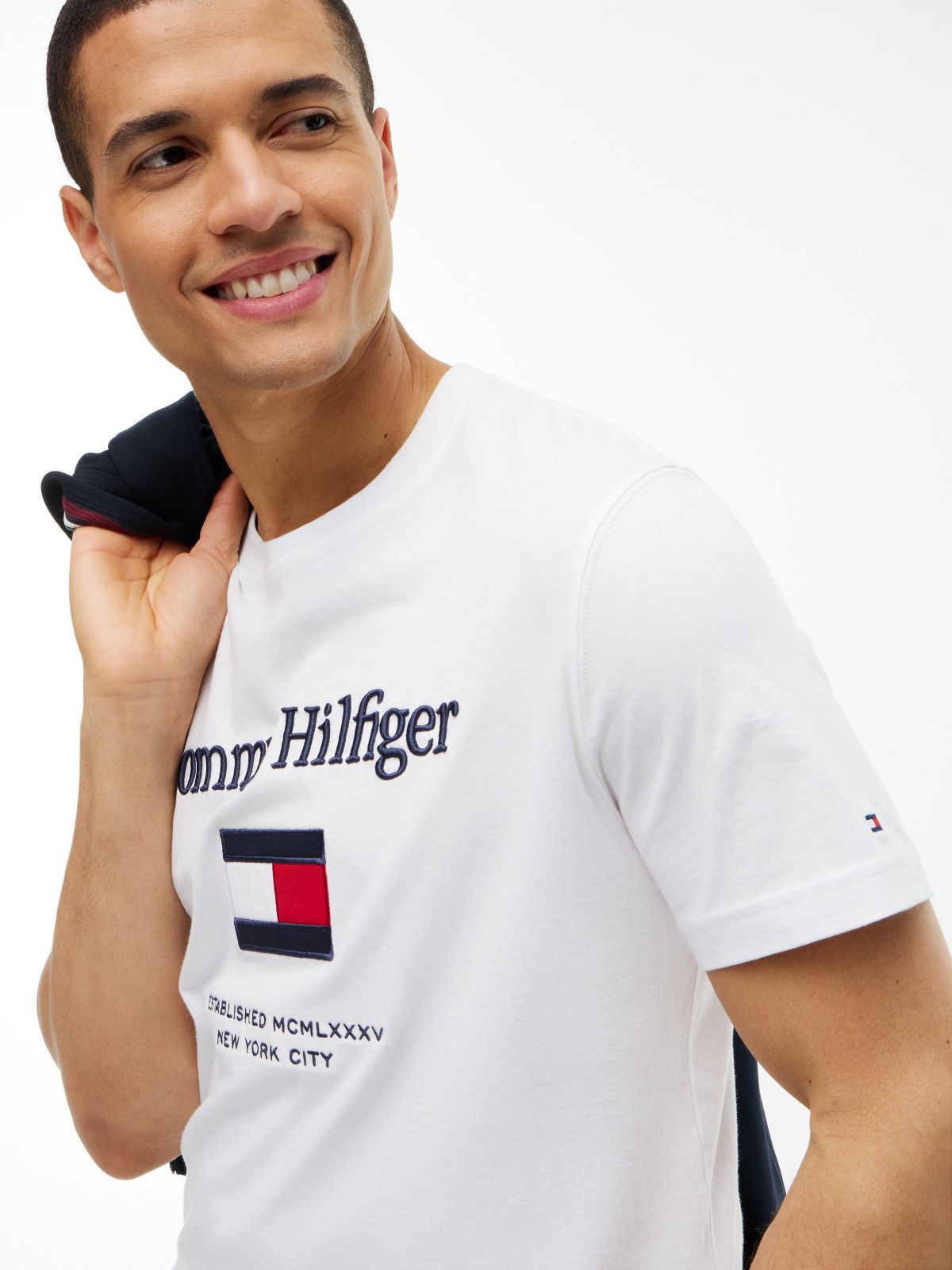 Embroidered Flag Logo T-Shirt — White