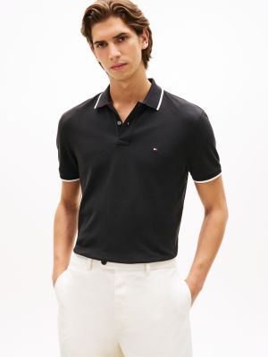 Regular Fit Pique Tipped Polo, Black