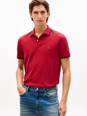 Regular Fit Pique Tipped Polo, Regatta Red