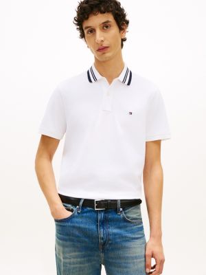 Regular Fit Jacquard Tipped Polo, White