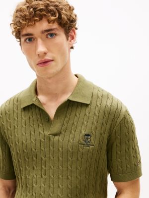 Short-Sleeve Cable Knit Sweater Polo | Tommy Hilfiger